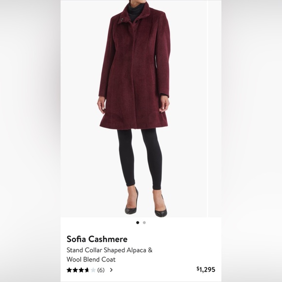 Sofia Cashmere Stand Collar Shaped Alpaca & Wool Blend Coat NWOT Size 14 - Picture 11 of 14